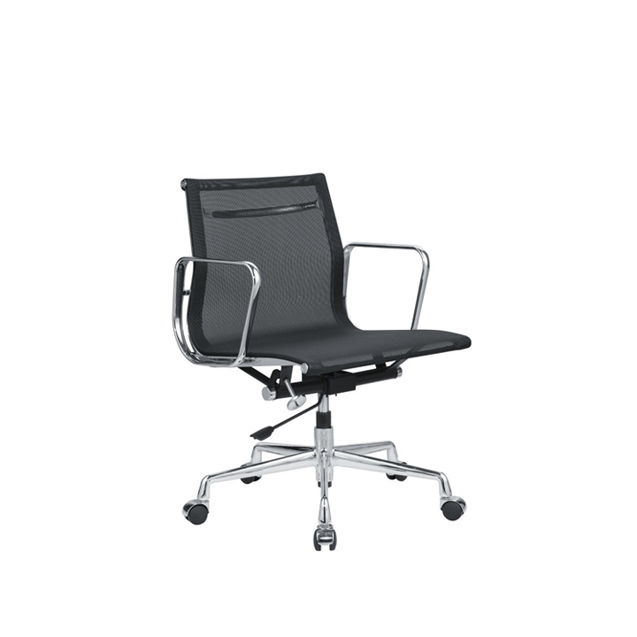 EAMES-MANAGEMENT-OFFICE-CHAIR-A5B055-1 Eames Aluminium Management Mesh Black (With Castor) - Image 1