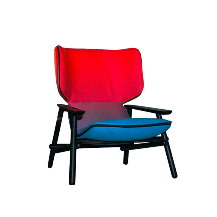 CAMERADE-LOUNGE-CHAIR-B-A3MF14F-B Camerade Lounge Chair Red Blue Cashmere Oak Wood - Image 1
