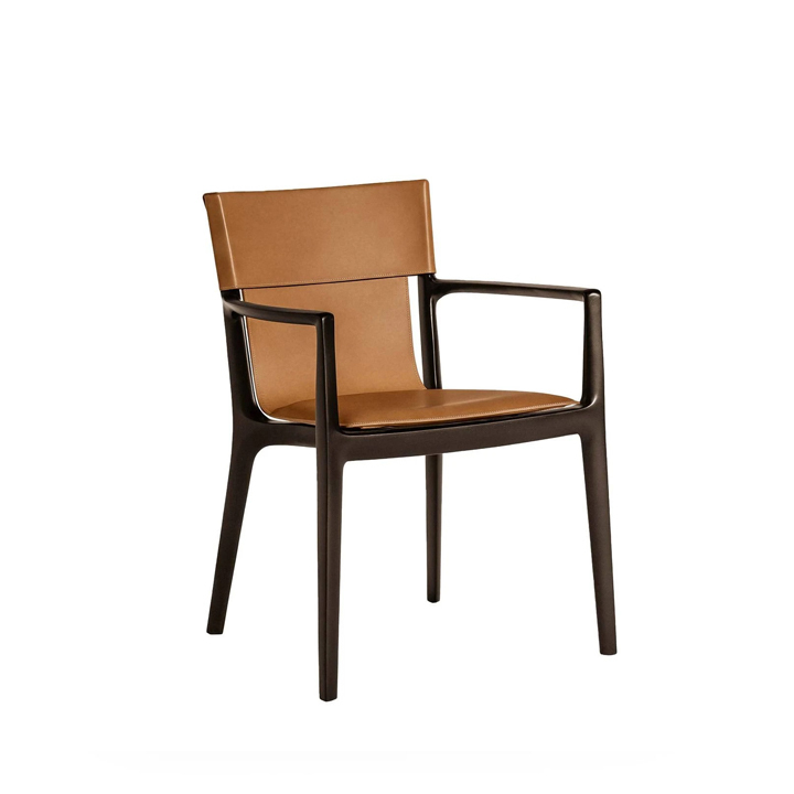 Eltham Armrest Chair Brown Leather