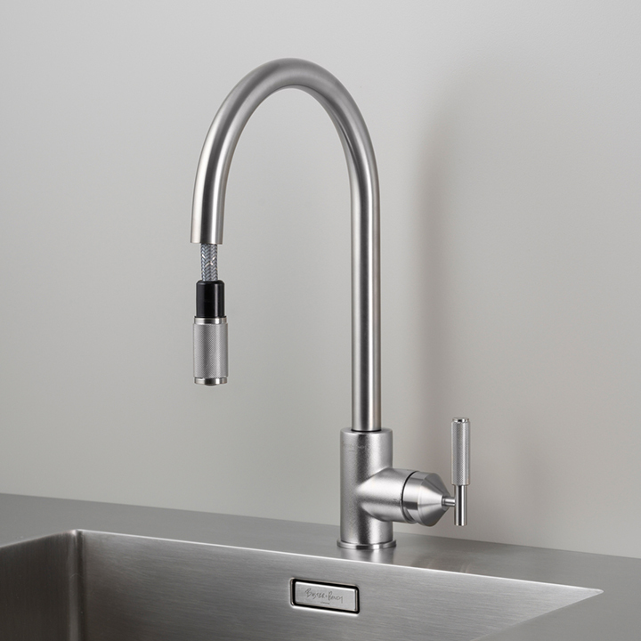 HaHX3Ta.jpg Kitchen Taps / Mixer With Pull Out Spray / Cross / Steel - Image 1