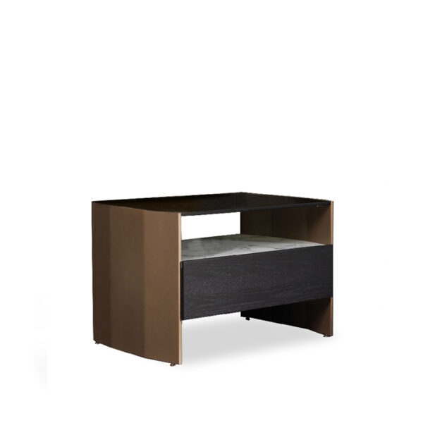 Avaris Bedside Table Grey Glass