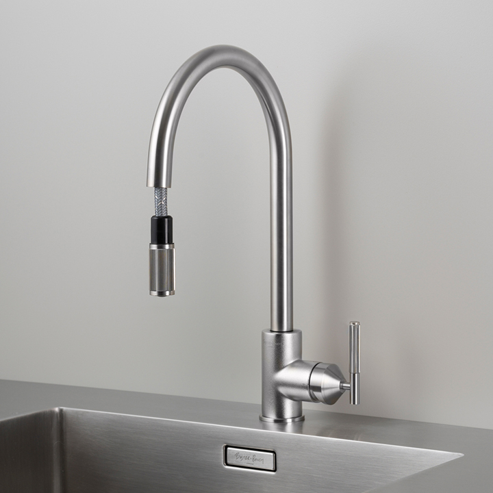 fraIY6o.jpg Kitchen Taps / Mixer With Pull Out Spray / Linear / Steel - Image 1